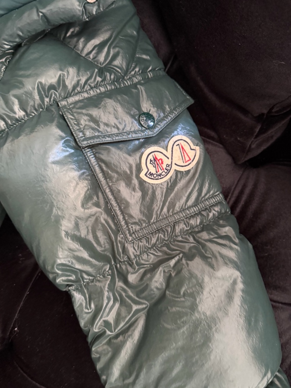 Moncler Teal Quilted Puffer Jacket with Logo Patch - Picture 5 of 5